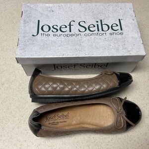 Josef Seibel Pippa 76 Slip On Ballet Black Quilted Toe Bow EU36 US 5-5.5 NEW
